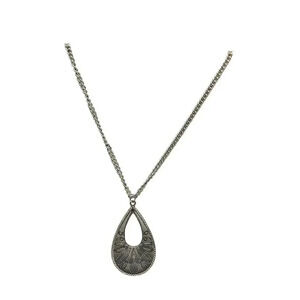 Premier Designs Openwork Teardrop Pendant Chain Necklace Silver Tone Vintage